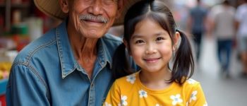 Một ông lão nghèo bán vé số giúp đỡ một cô bé bị lạc mẹ.